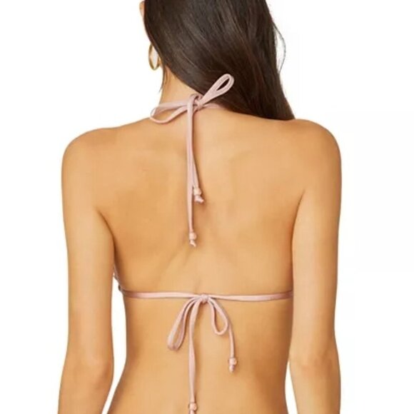 Shoshanna Sequin Halter Neck Triangle Bikini Top Bra Size Large Light Pink - Picture 2 of 3